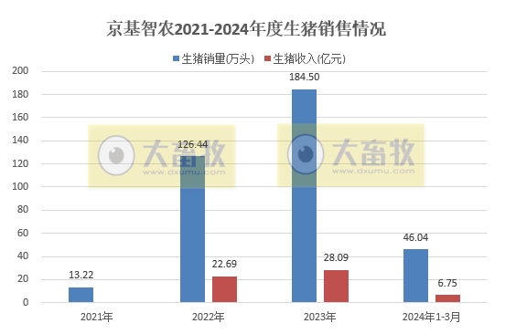 京基、金新农、正虹和益生2024年3月及1季度生猪销售情况