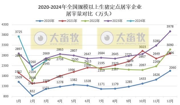 2024年3月及1季度全国规模以上生猪定点屠宰企业屠宰情况