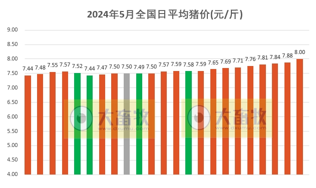 2024.05.23今日猪价——全面上涨,有23省突破8元