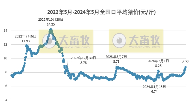 2024.05.30今日猪价——继续全面飘红，18省突破9元，均价基本与去年高点持平