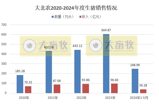 新希望、天邦、大北农和唐人神2024年5月生猪销售情况
