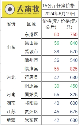 2024.06.19今日猪价——绝大多数出现下跌