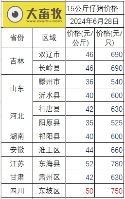 2024.06.28今日猪价——多地出现下跌