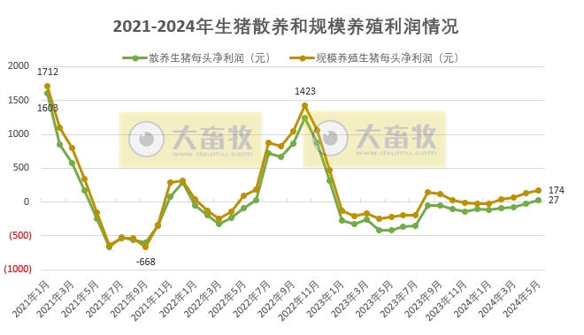 2024年5月生猪养殖成本和收益情况