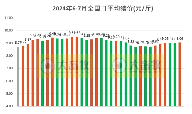 2024.07.04今日猪价——大多数上涨，有26省突破9元
