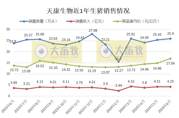 中粮、天康、京基和金新农2024年6月及上半年生猪销售情况