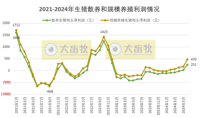 2024年6月生猪养殖成本和收益情况