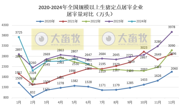2024年6月全国规模以上生猪定点屠宰企业屠宰情况