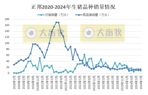 新希望、大北农、唐人神和正邦2024年7月生猪销售情况