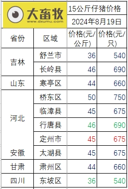 2024.08.19今日猪价——继续全面下跌，幅度扩大