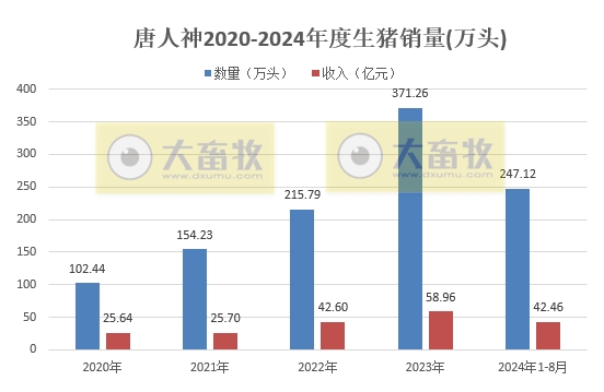 唐人神、中粮、正邦和天康2024年8月生猪销售情况