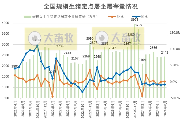 2024年8月全国生猪行业数据汇总