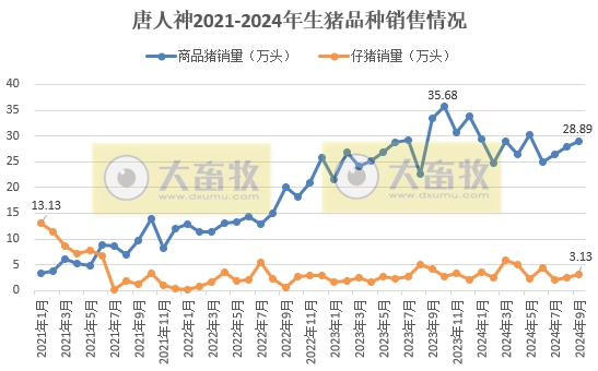 正邦、唐人神、中粮和天康2024年9月及前三季度生猪销售情况