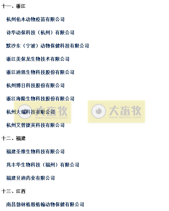 国内最新兽用生物制品生产企业名录（2024年版）