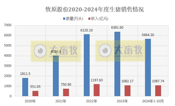 牧原股份2024年10月生猪销售情况