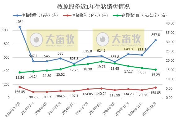 牧原股份2024年12月及年度生猪销售情况——单月销量突破800万头,年度销量突破7000万头,能繁母猪存栏超350万头等多项业绩出现突破