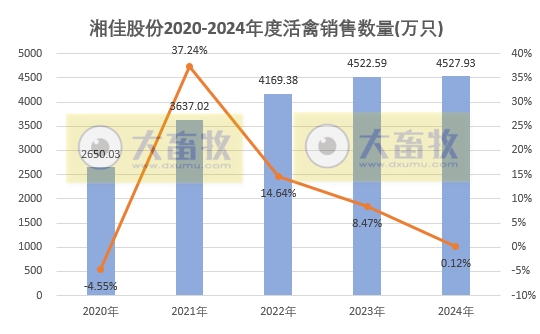 温氏、立华、德康和湘佳2024年12月及年度肉鸡销售情况