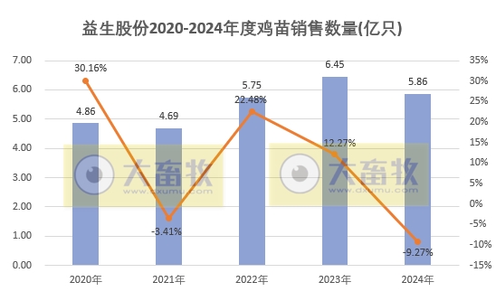 益生股份2024年12月及年度鸡苗和种猪销售情况——年度鸡苗销量和收入均出现减少，但种猪出现翻多倍增长