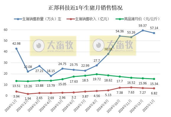 正邦、唐人神和中粮2025年1月生猪销售情况