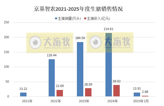 京基、金新农和东瑞2025年1月生猪销售情况