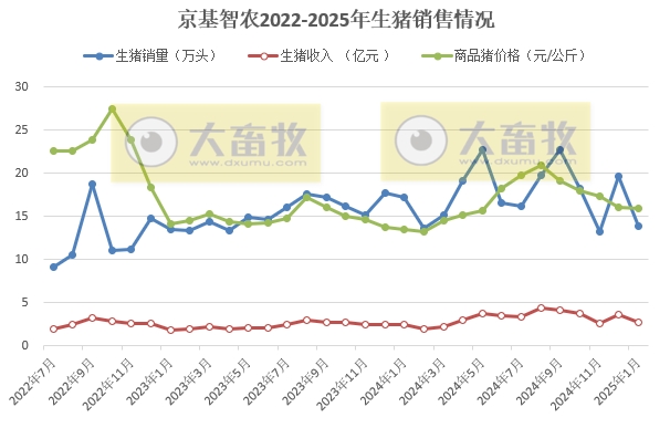 京基、金新农和东瑞2025年1月生猪销售情况