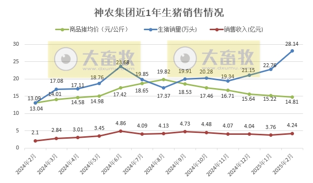 神农、华统、立华和京基2025年1-2月生猪销售情况