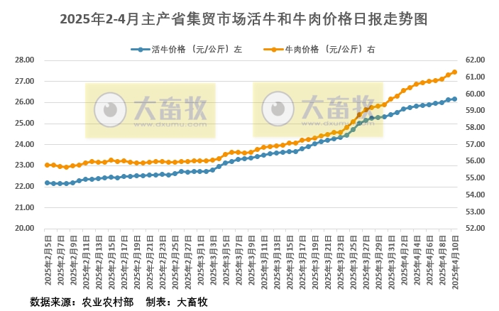 2025年4月10日活牛和牛肉价格