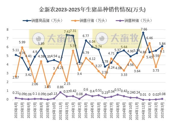 巨星、京基和金新农2025年3月及1季度生猪销售情况