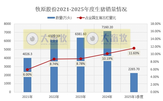 牧原、温氏、新希望等21家上市猪企2025年3月及1季度生猪销售业绩和生产指标PK