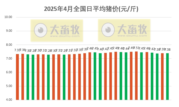 2025年4月全国平均猪价止跌小幅上涨