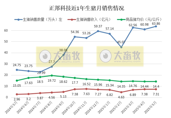 德康、正邦、中粮和天康2025年5月及前5月生猪销售情况