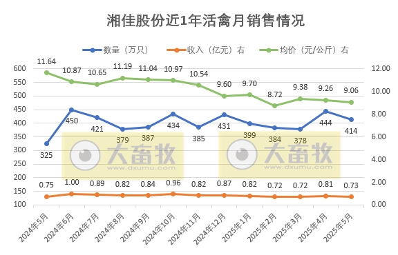 温氏、立华、德康和湘佳2025年5月及前5月肉鸡销售情况