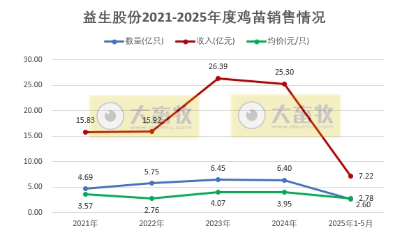 益生、民和和晓鸣2025年5月及前5月鸡苗销售情况
