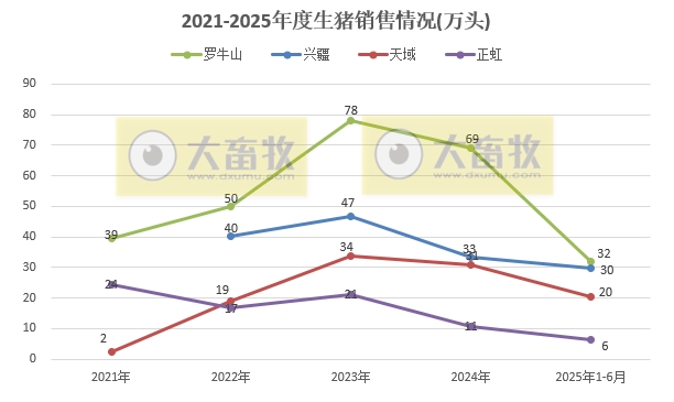 牧原、温氏等23家上市猪企2025年6月及上半年生猪销售业绩PK