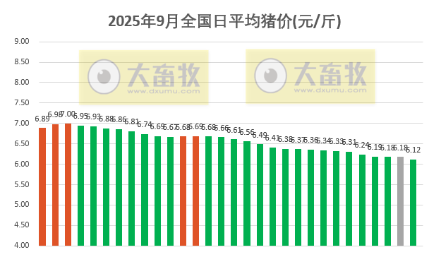 2025年9月全国平均猪价继续下跌,不仅是今年以来最低价,也是近3年半最低价