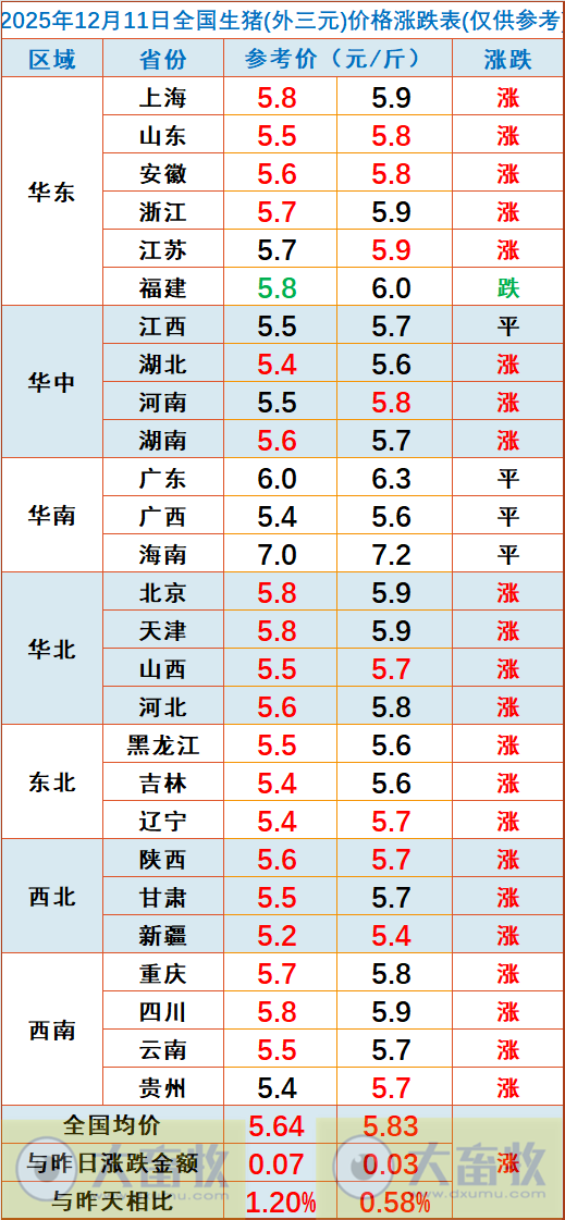 2025.12.11今天猪价行情分析