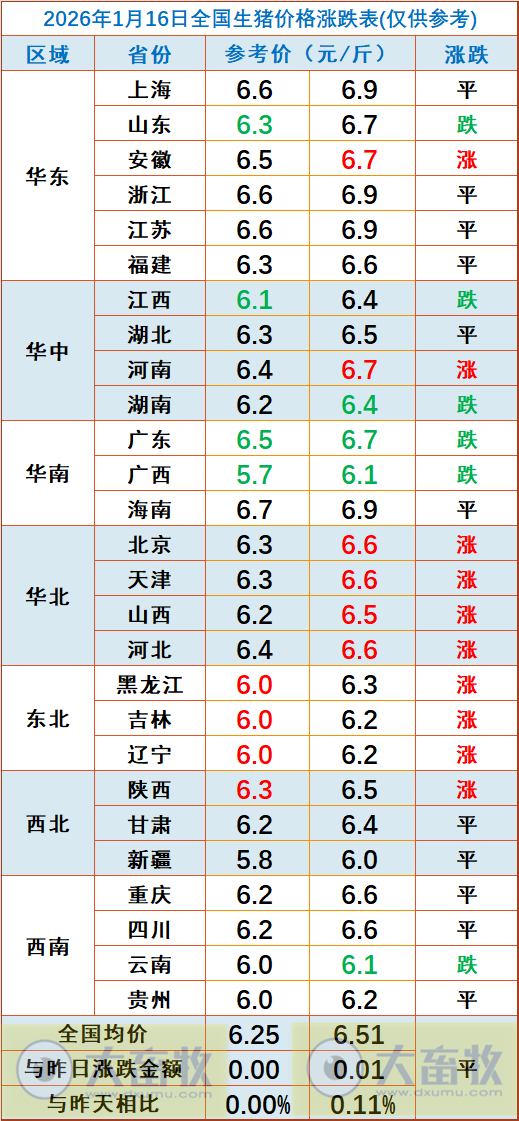 2026.01.16今天猪价行情分析
