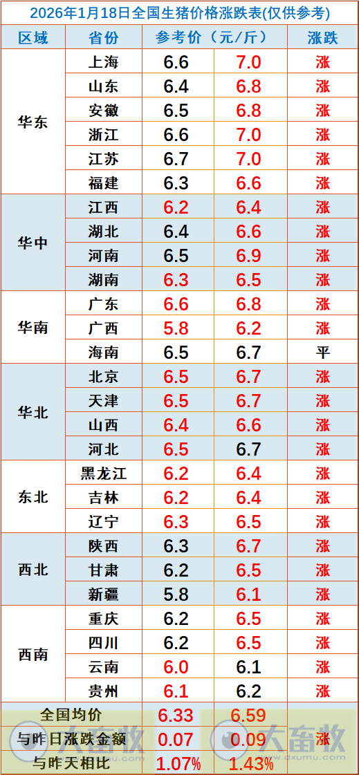 2026.01.18今天猪价行情分析