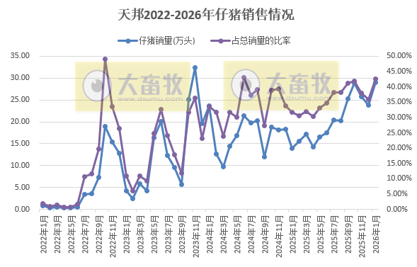 9家上市猪企2026年1月仔猪销售情况